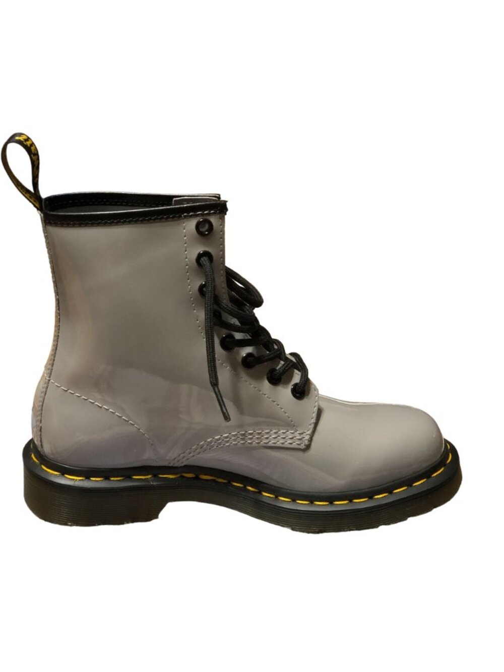 Dr Martens Combat Boots Airwair Zinc Gray Womens 7 AW004 Patent Leather Lace Up - Picture 11 of 12